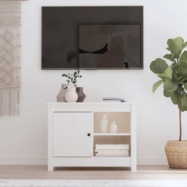 TV cabinet, white, 70x36.5x52cm, solid pine