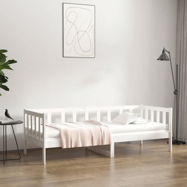 Bed without mattress, white, 80x200cm, solid pine wood