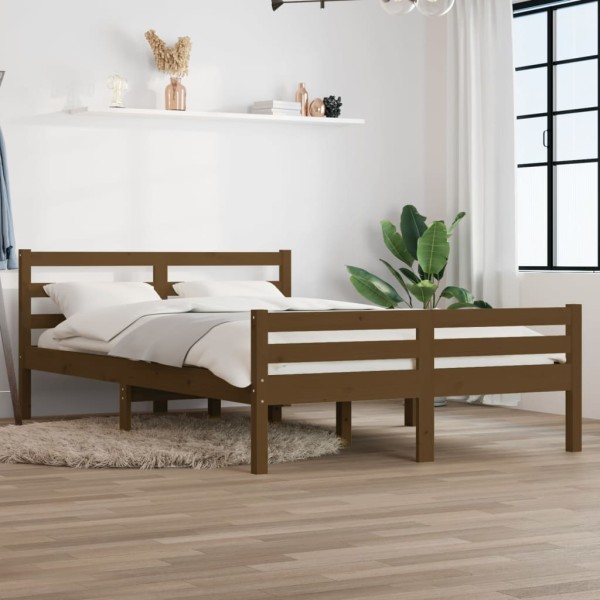Bed frame, honey brown, 135x190cm, wood, double
