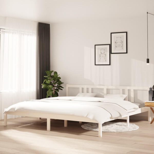 Bed frame, white, 200x200cm, solid wood