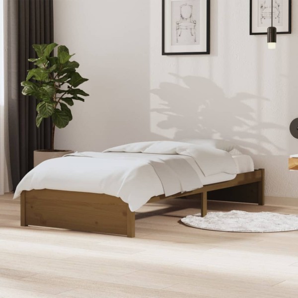 Bed frame, honey brown, 90x190cm, wood, single