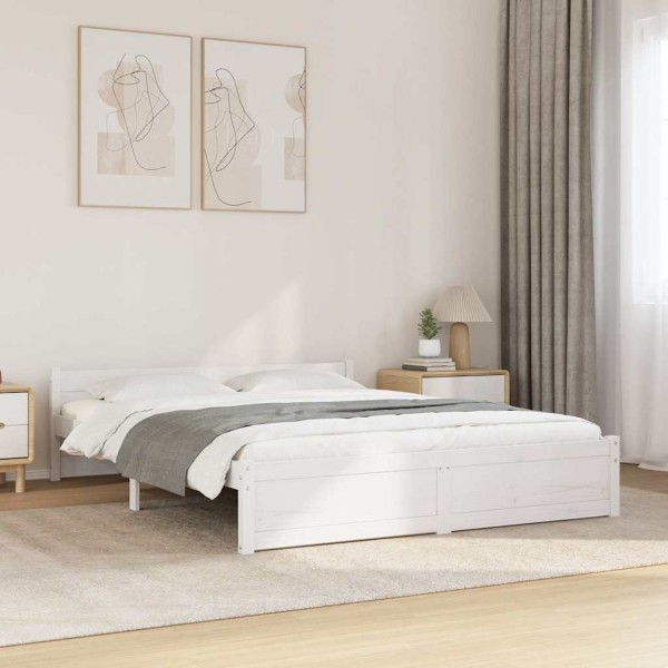 Bed frame, white, 140x200cm, solid wood