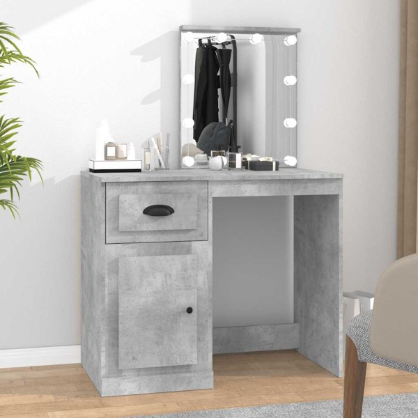 Dressing table with LED, grey, 90x50x132.5cm, wood