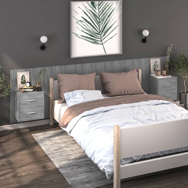 Wall-mounted bedside cabinets, 2 pcs., gray