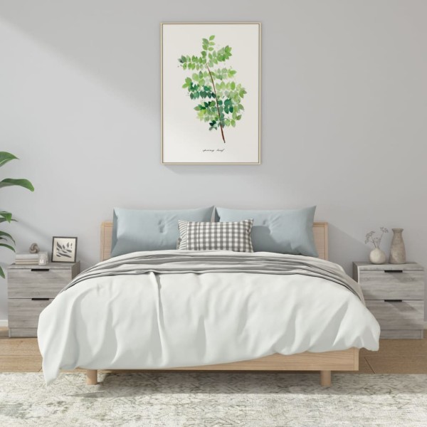 Bedside cabinets, 2 units, gray oak, processed wood