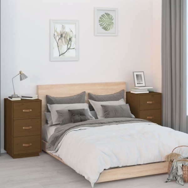Nightstands, 2 pcs., honey brown, 40x40x75cm, pine