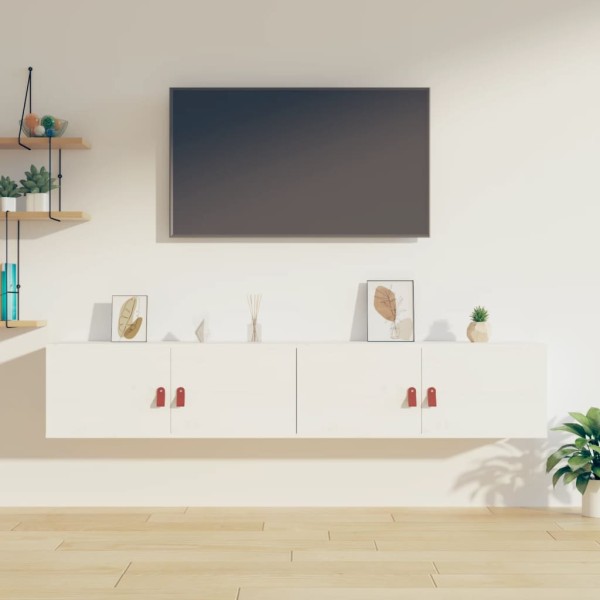 Wall cabinets, 2 pcs., white, 80x30x30cm, solid pine