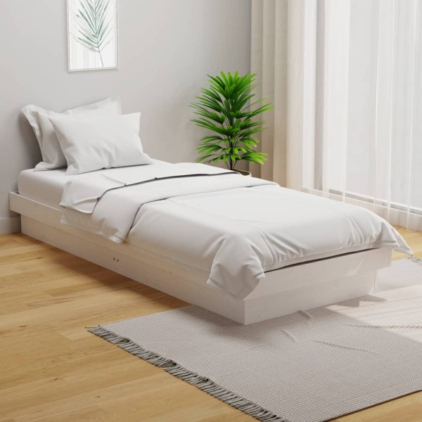 Bed frame, white, 75x190cm, solid wood, single