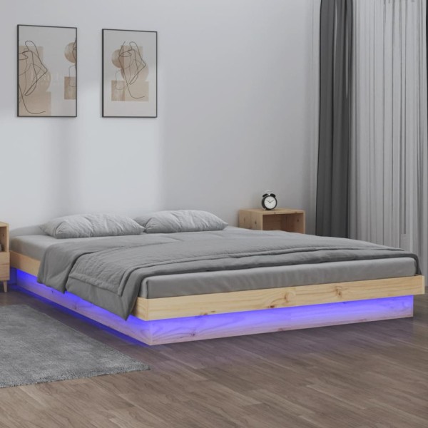 Bed frame with LED, 120x200cm, solid wood
