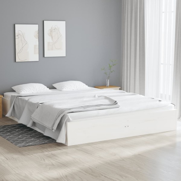 Bed frame, white, 140x190cm, solid wood