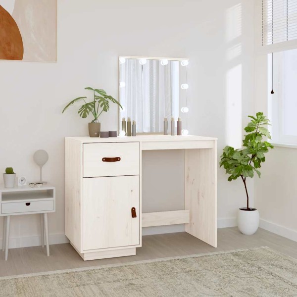Dressing table with LED, white, 95x50x133.5cm, pine