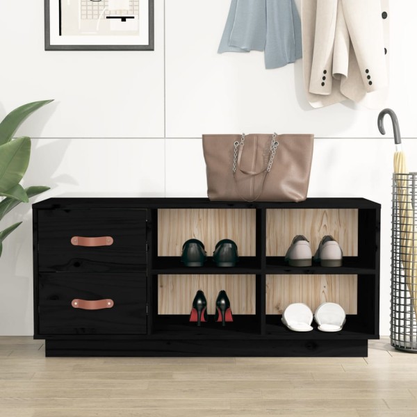 shoe tub, black, 100x34x45cm, pine wood array