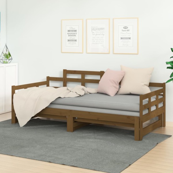 Pull-out bed, honey brown, 2x(90x190)cm, solid pine