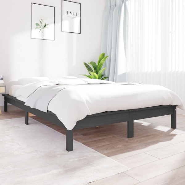 Bed frame, gray, 180x200cm, solid pine, extra large