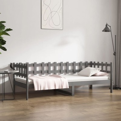 Bed, gray, 90x200cm, solid...