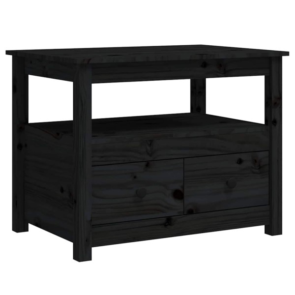 Coffee table, black, 71x49x55cm, solid pine wood