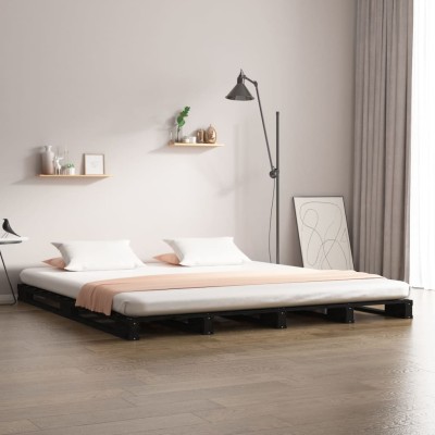 Bed made of pallets, black,...