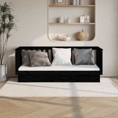 Bed, black, 90x190cm, solid...