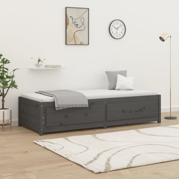 Bed, gray, 90x200cm, solid pine wood