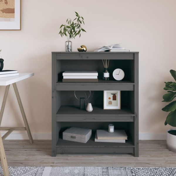 Bookcase, gray, 80x35x97cm, solid pine wood