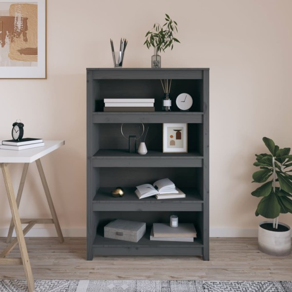 Bookcase, gray, 80x35x126cm, solid pine wood