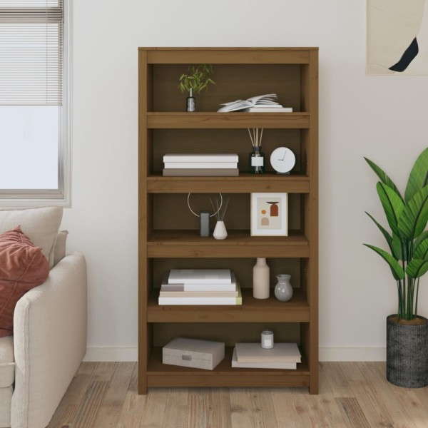 Bookcase, honey brown, 80x35x154cm, solid pine