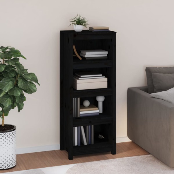 Bookcase, black, 50x35x125.5cm, solid pine wood