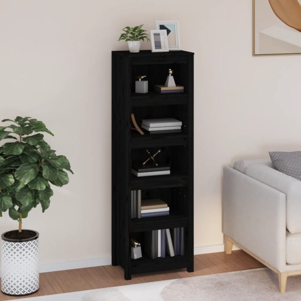 Bookcase, black, 50x35x154cm, solid pine wood
