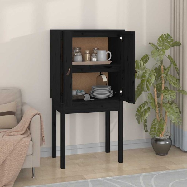 Chest of drawers, black, 60x40x120cm, solid pine wood