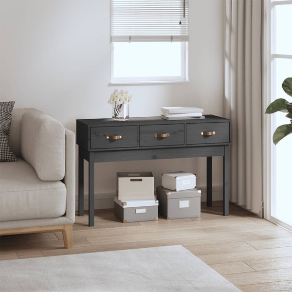 Console table, gray, 114x40x75cm, solid pine