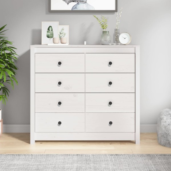 Side cabinet, white, 100x40x90cm, solid pine wood