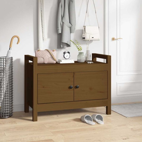 Corridor bench, honey brown, 80x40x60cm, solid pine