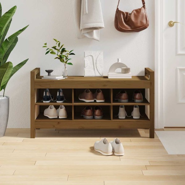 Corridor bench, honey brown, 110x40x60cm, pine