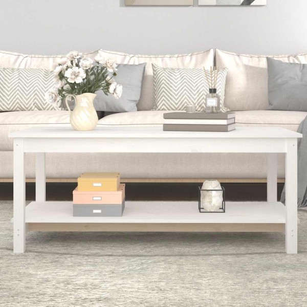 Coffee table, white, 110x55x45cm, solid pine wood