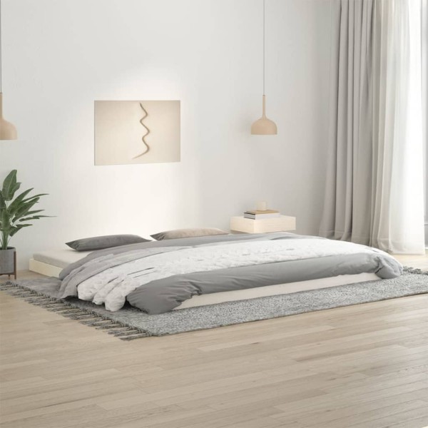 Bed frame, white, 200x200cm, solid pine wood