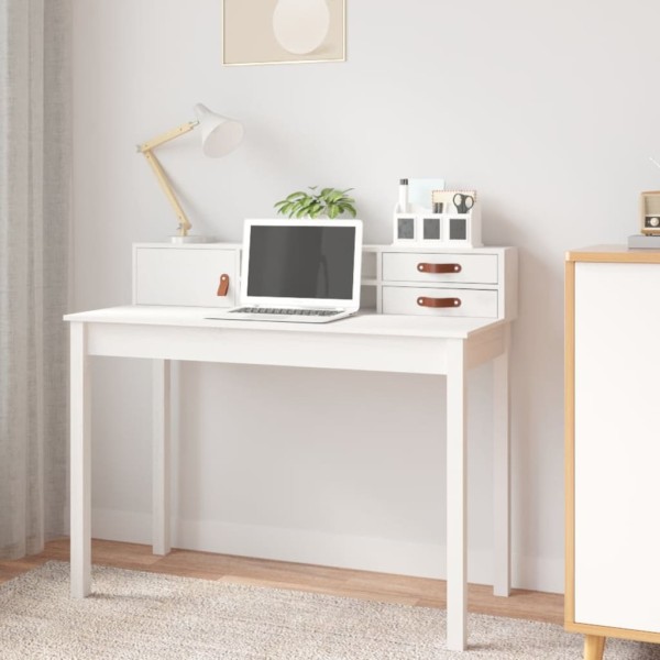 Desk, white, 110x50x93cm, solid pine wood
