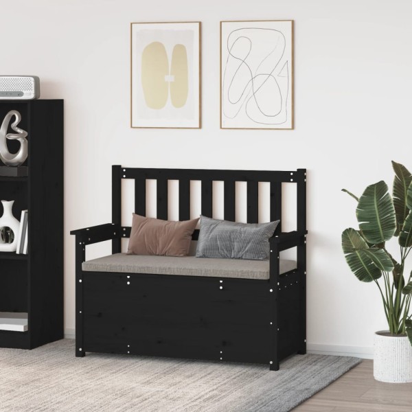 Bench, black, 112.5x51.5x96.5cm, solid pine wood