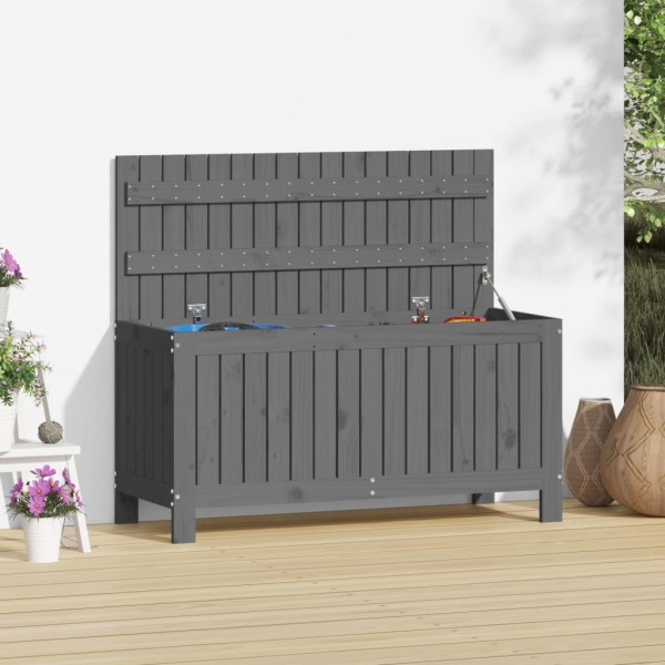 Garden storage box, gray, 108x42.5x54cm, solid pine wood