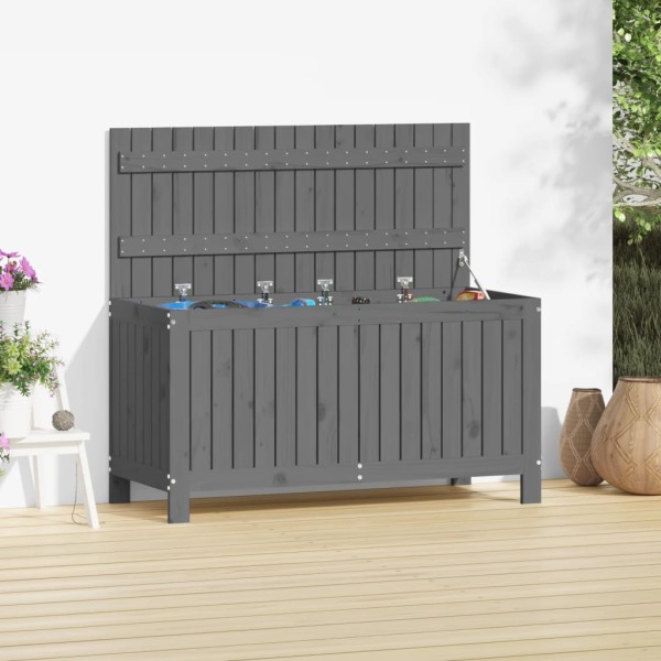 Garden storage box, gray, 115x49x60cm, solid pine wood
