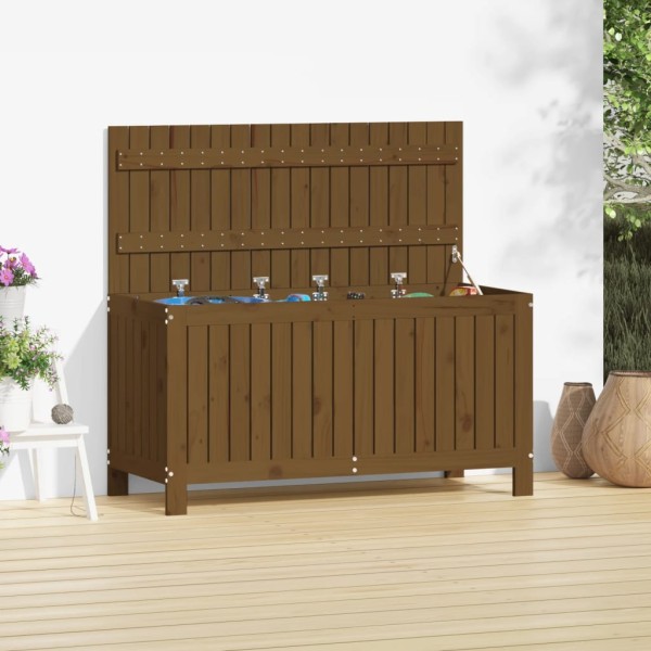 Garden storage box, honey brown, 115x49x60cm, solid pine