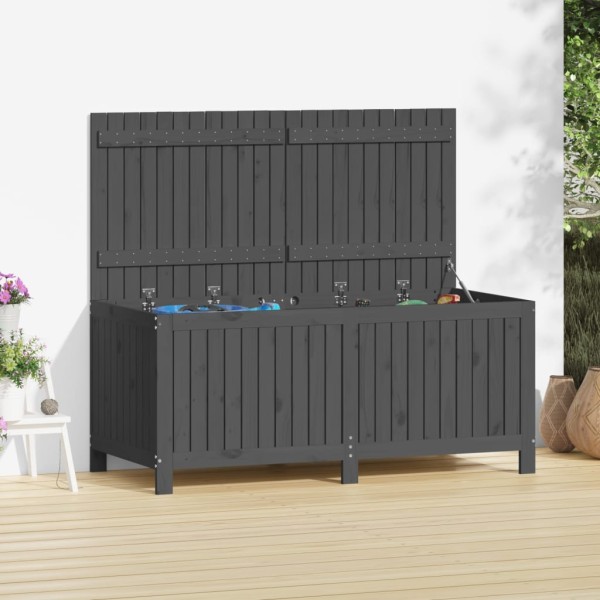 Garden storage box, gray, 147x68x64cm, solid pine wood