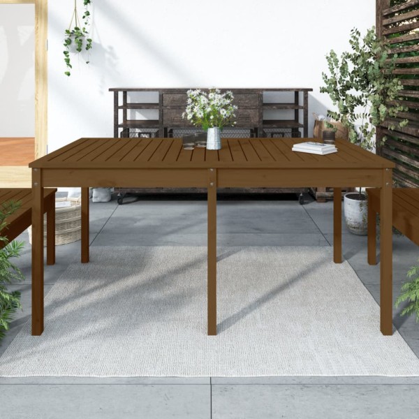 Garden table, honey brown, 159.5x82.5x76cm, solid pine