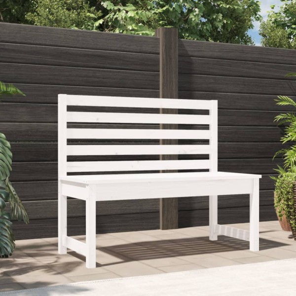 Garden bench, white, 109cm, solid pine wood