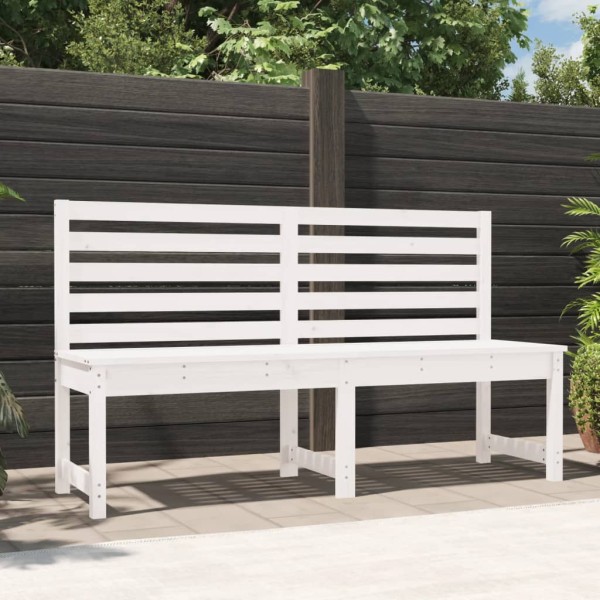 Garden bench, white, 157.5 cm, solid pine wood