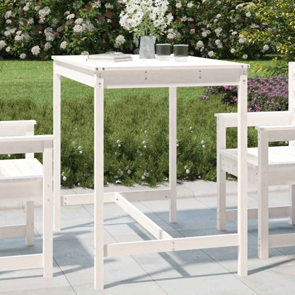 Garden table, white, 121x82.5x110cm, solid pine wood