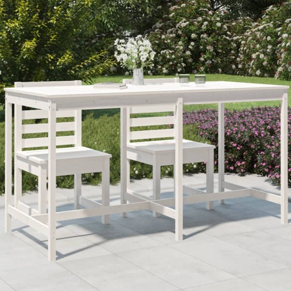 Garden table, white, 203.5x90x110cm, solid pine wood