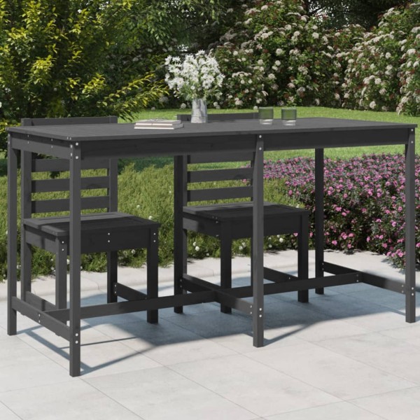 Garden table, gray, 203.5x90x110cm, solid pine wood