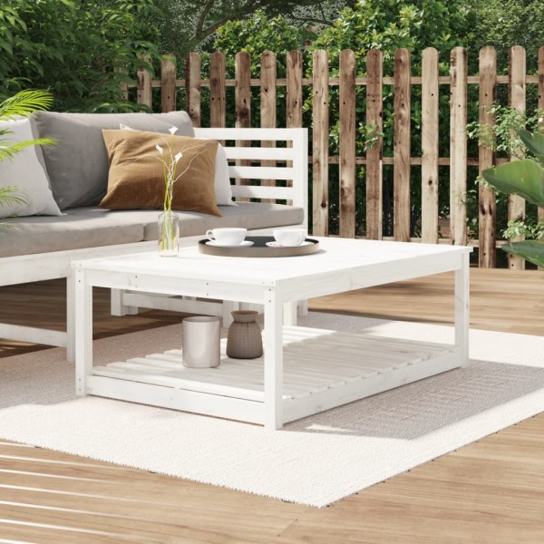 Garden table, white, 121x82.5x45cm, solid pine wood