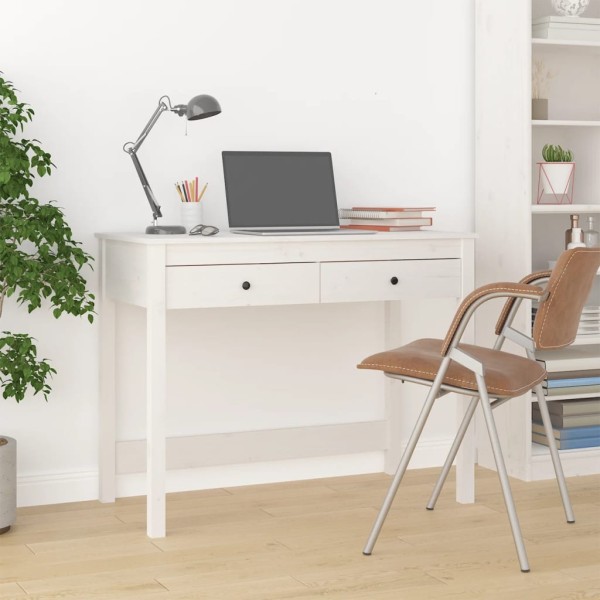 Desk with drawers, white, 100x50x78cm, pine