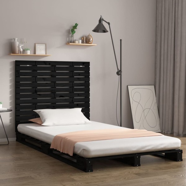 Wall headboard, black, 141x3x91.5cm, solid pine